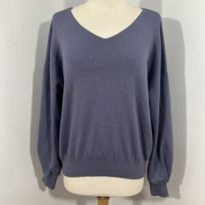 Rope Picnic Sweater Womens 40 Medium Blue V Neck Pullover Cuffed‎ sleeve